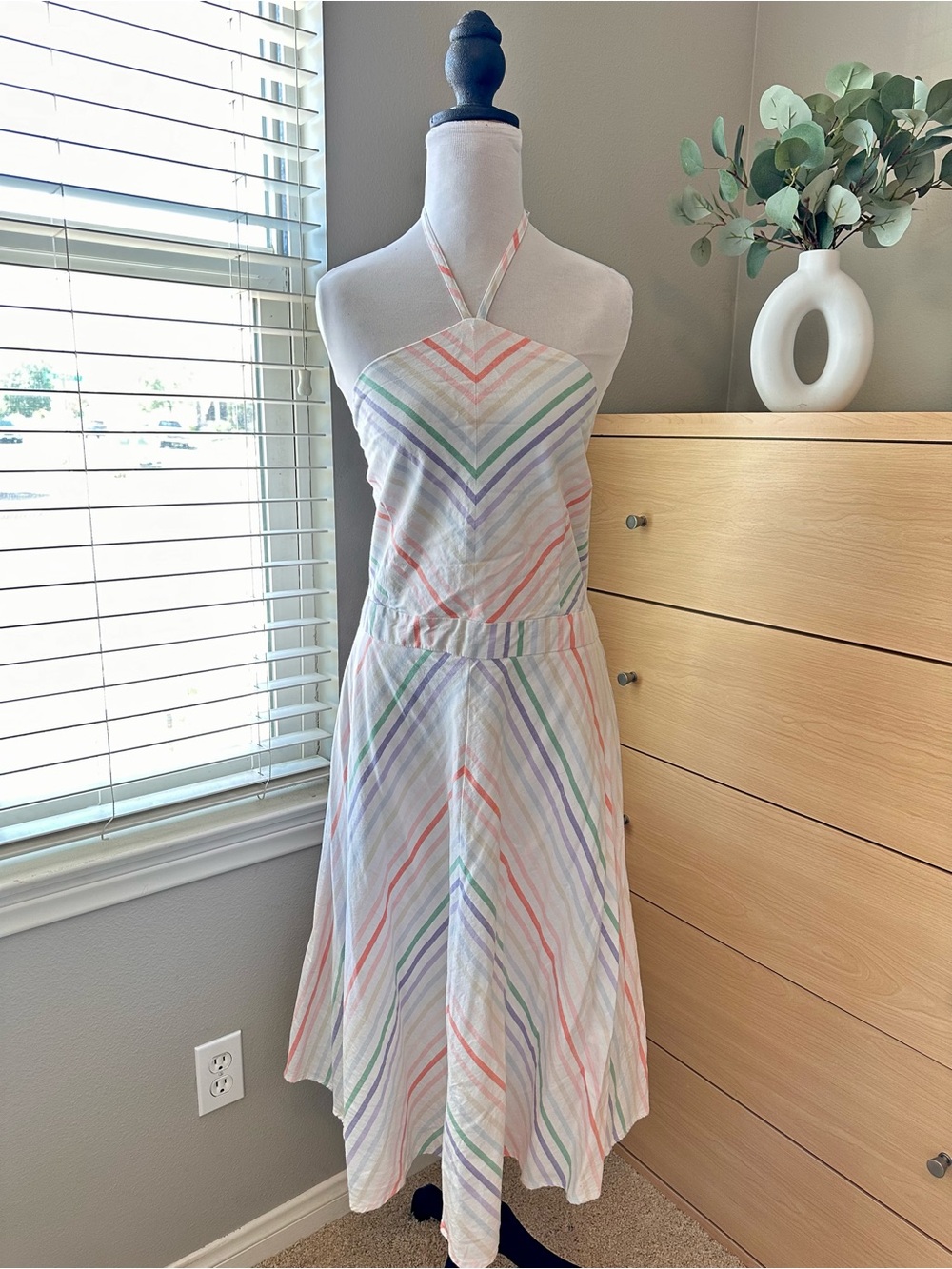 New York & Company Pastel Chevron Halter Midi Dress